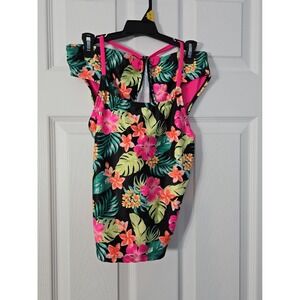 Wonder Nation  Girls New 2 Piece Bathing Suit has Cami Top. Plus Size L. (10/12)
